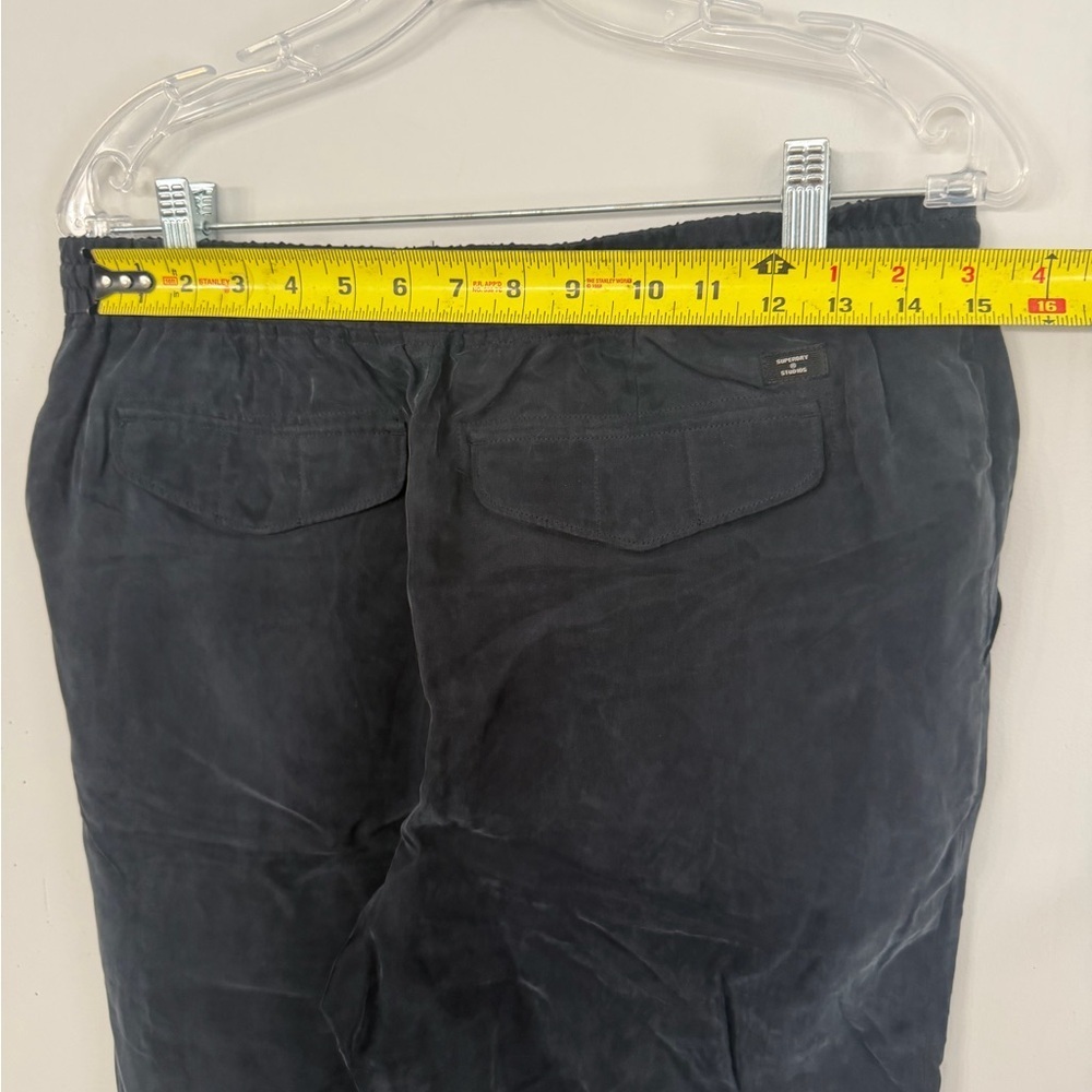 NEW Superdry Cupro (feels like silk!) Dark Navy Cuffed Woven Joggers Women’s 8 - Picture 6 of 10